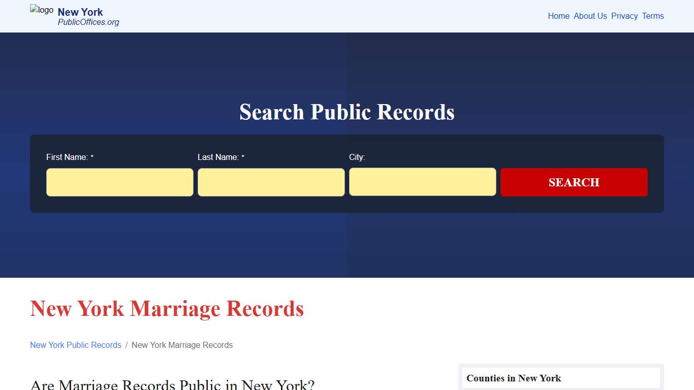 New York Marriage Records Search – PublicOffices.org